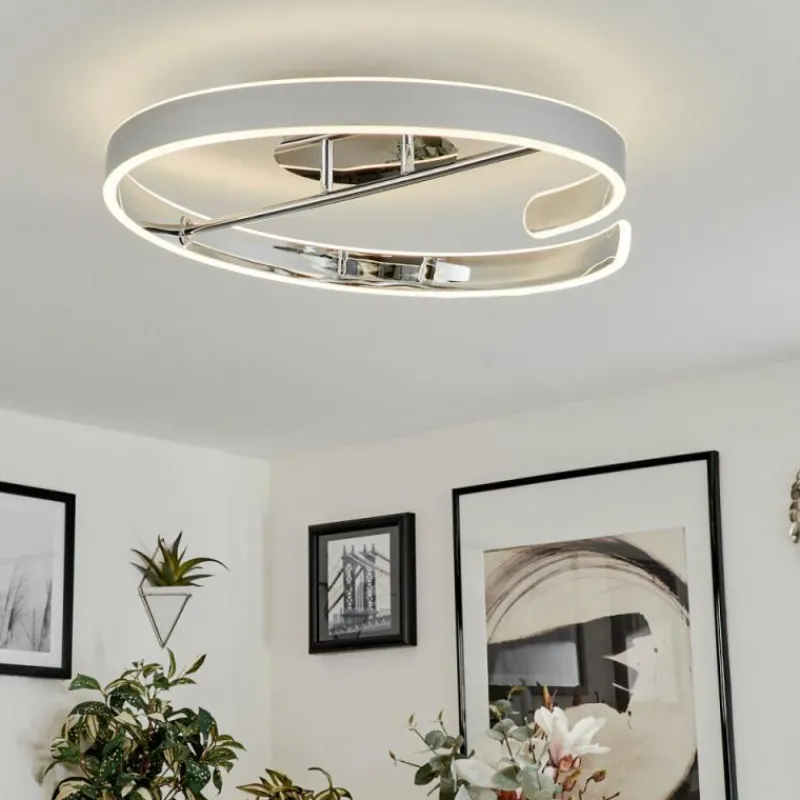 hofstein Plafonnier Rosemond LED Chrome, Blanc, 1 lumière