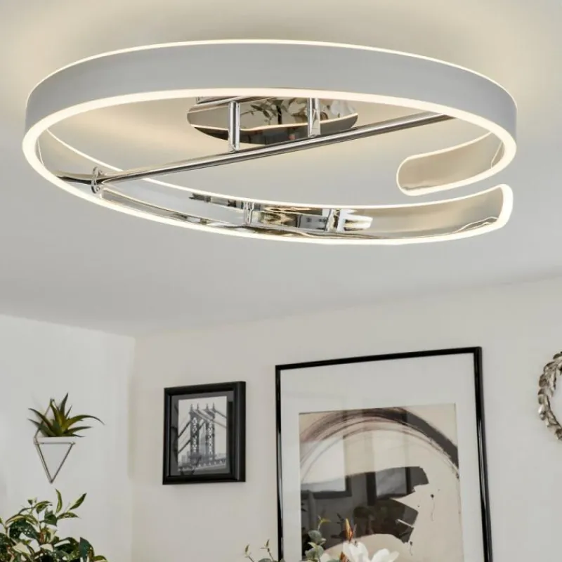 hofstein Plafonnier Rosemond LED Chrome, Blanc, 1 lumière