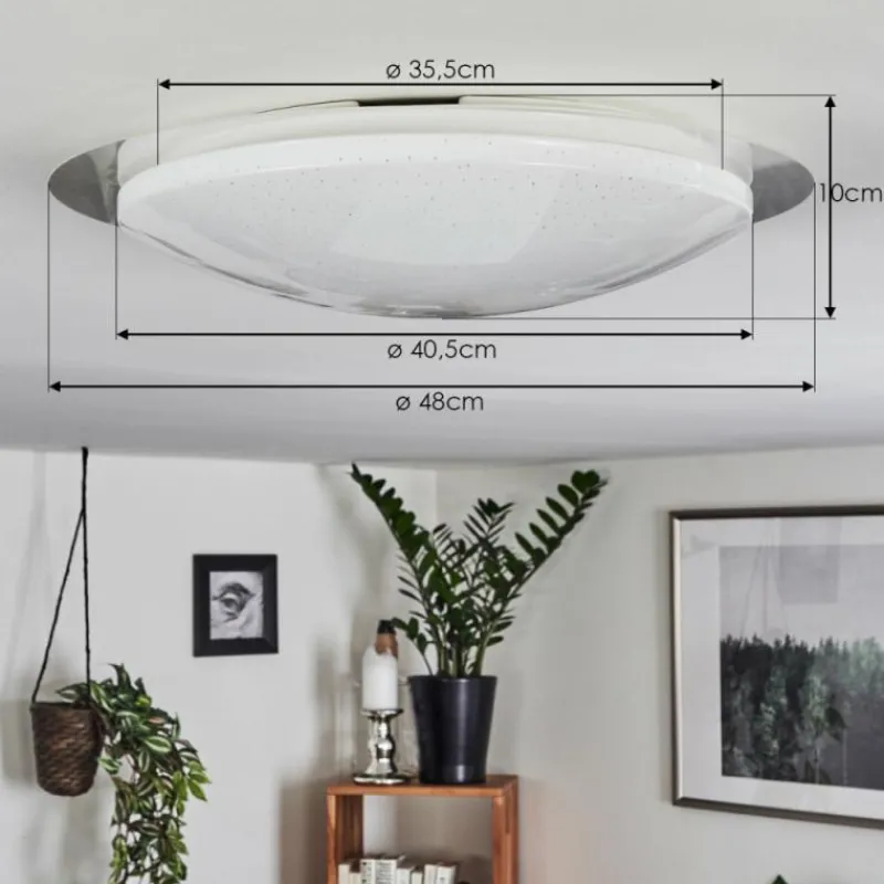 hofstein Plafonnier Rosenga LED Blanc, 1 lumière, Télécommandes