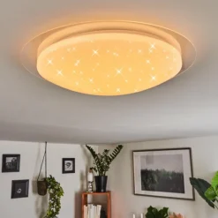 hofstein Plafonnier Rosenga LED Blanc, 1 lumière, Télécommandes