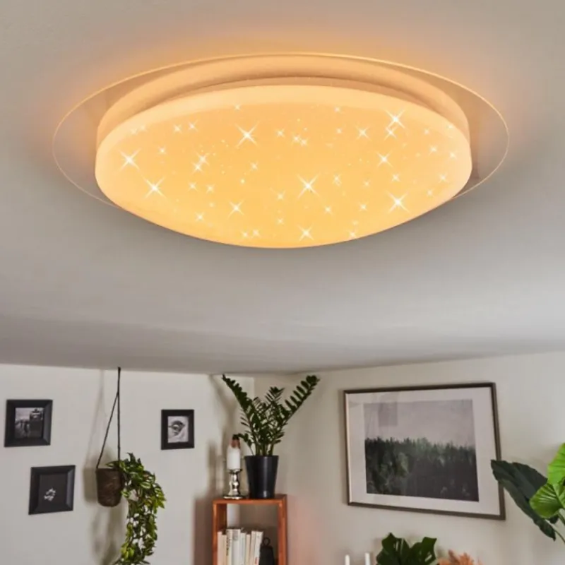 hofstein Plafonnier Rosenga LED Blanc, 1 lumière, Télécommandes