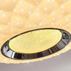 hofstein Plafonnier Roseto LED Chrome, Transparent, Blanc, 1 lumière, Télécommandes