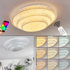 hofstein Plafonnier Roseto LED Transparent, Blanc, 1 lumière, Télécommandes