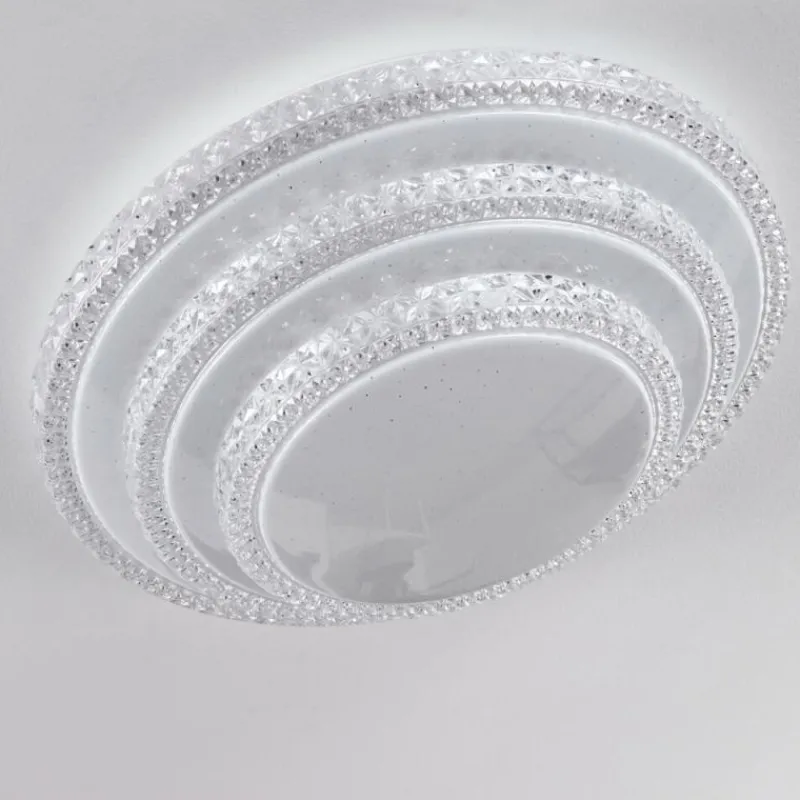 hofstein Plafonnier Roseto LED Transparent, Blanc, 1 lumière, Télécommandes