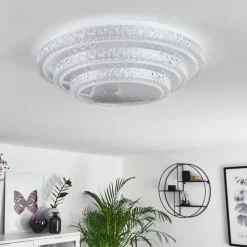 hofstein Plafonnier Roseto LED Transparent, Blanc, 1 lumière, Télécommandes
