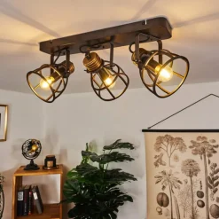 Lampes Industrielles-hofstein Plafonnier Russu Gris, 3 lumières