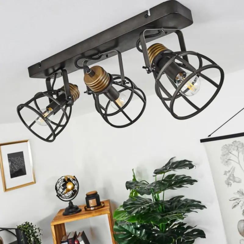 Lampes Industrielles-hofstein Plafonnier Russu Gris, 3 lumières