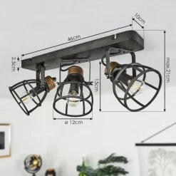 Lampes Industrielles-hofstein Plafonnier Russu Gris, 3 lumières