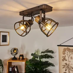 Lampes Vintages & Rétros-hofstein Plafonnier Russu Gris, 1 lumière