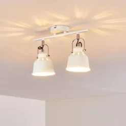 Lampes Industrielles-hofstein Plafonnier Safari Blanc, 2 lumières