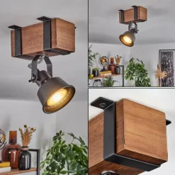 Luminaires Scandinaves-hofstein Plafonnier Safari Brun foncé, Noir, 1 lumière