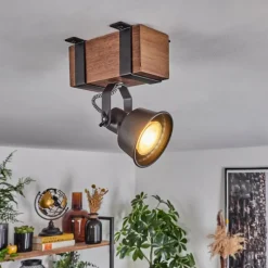 Luminaires Scandinaves-hofstein Plafonnier Safari Brun foncé, Noir, 1 lumière