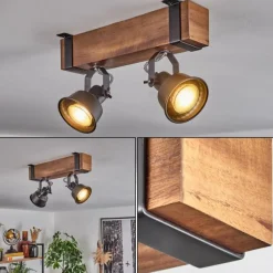 Luminaires Scandinaves-hofstein Plafonnier Safari Brun, Noir, 2 lumières