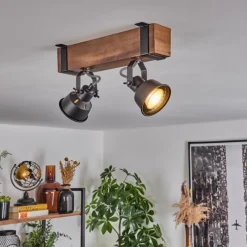 Luminaires Scandinaves-hofstein Plafonnier Safari Brun, Noir, 2 lumières