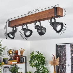 Luminaires Scandinaves-hofstein Plafonnier Safari Brun, Noir, 4 lumières