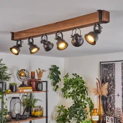 Luminaires Scandinaves-hofstein Plafonnier Safari Brun, Noir, 6 lumières