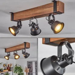 Luminaires Scandinaves-hofstein Plafonnier Safari Brun, Noir, 3 lumières