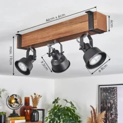 Luminaires Scandinaves-hofstein Plafonnier Safari Brun, Noir, 3 lumières