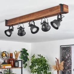 Luminaires Scandinaves-hofstein Plafonnier Safari Brun, Noir, 5 lumières