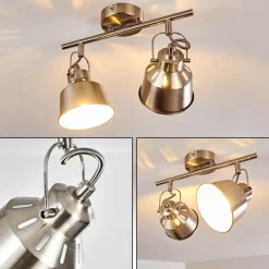 Lampes Industrielles-hofstein Plafonnier Safari Chrome brossé, 2 lumières