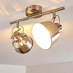 Lampes Industrielles-hofstein Plafonnier Safari Chrome brossé, 2 lumières