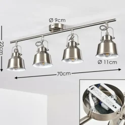 Lampes Industrielles-hofstein Plafonnier Safari Chrome brossé, 4 lumières