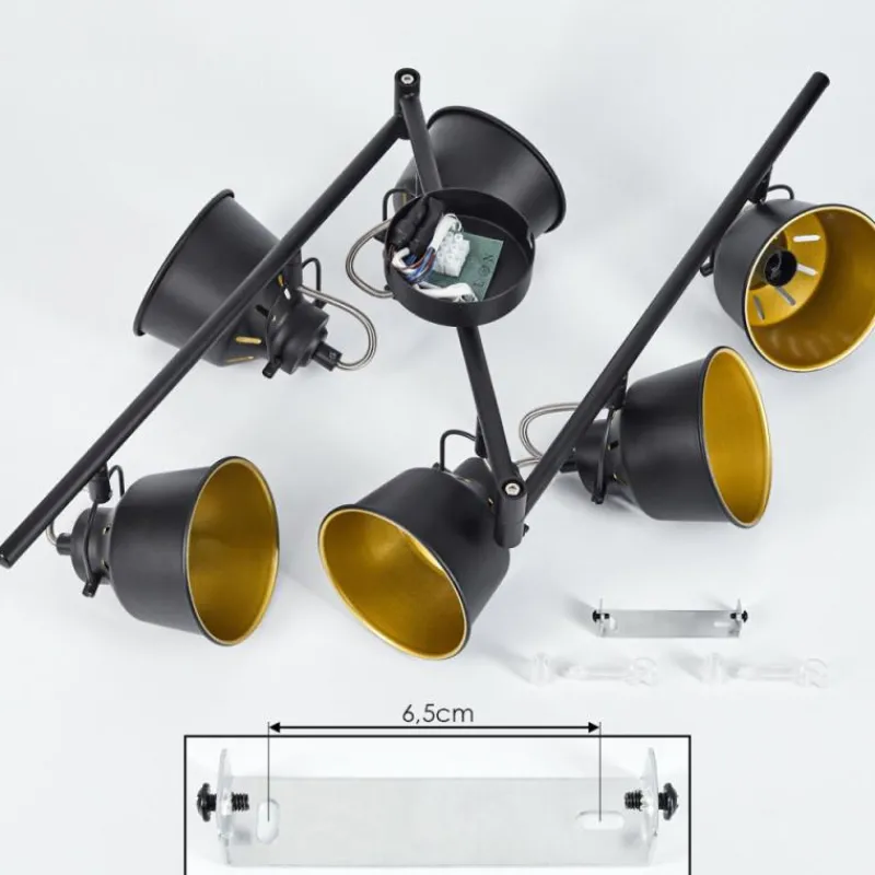 Lampes Dorées-hofstein Plafonnier Safari Chrome, Noir, 6 lumières