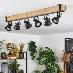 Luminaires Scandinaves-hofstein Plafonnier Safari Écru, Noir, 6 lumières