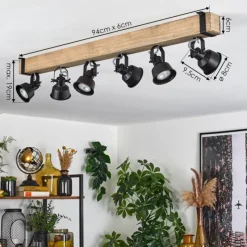 Luminaires Scandinaves-hofstein Plafonnier Safari Écru, Noir, 6 lumières