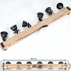 Luminaires Scandinaves-hofstein Plafonnier Safari Écru, Noir, 6 lumières