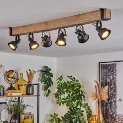 Luminaires Scandinaves-hofstein Plafonnier Safari Écru, Noir, 6 lumières