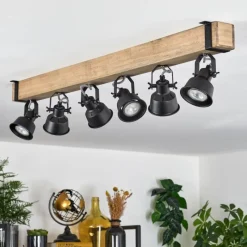 Luminaires Scandinaves-hofstein Plafonnier Safari Écru, Noir, 6 lumières