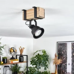 Luminaires Scandinaves-hofstein Plafonnier Safari Écru, Noir, 1 lumière