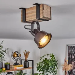 Luminaires Scandinaves-hofstein Plafonnier Safari Écru, Noir, 1 lumière