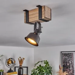 Luminaires Scandinaves-hofstein Plafonnier Safari Écru, Noir, 1 lumière