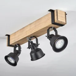 Luminaires Scandinaves-hofstein Plafonnier Safari Écru, Noir, 3 lumières