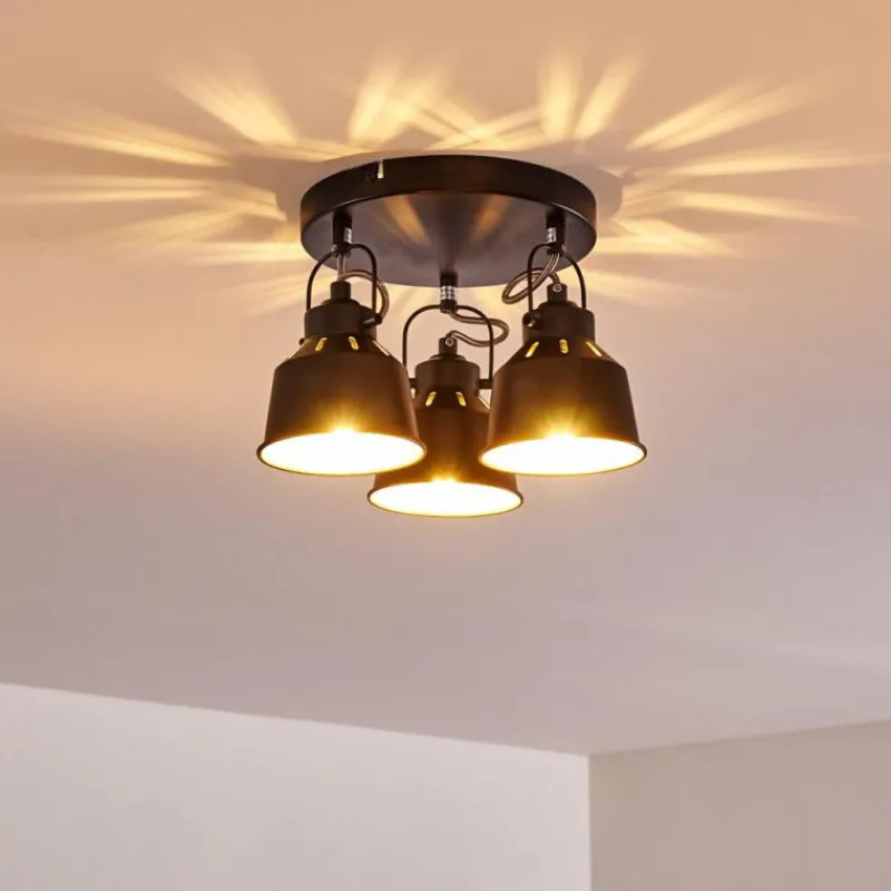 Lampes Dorées-hofstein Plafonnier Safari Noir, 3 lumières