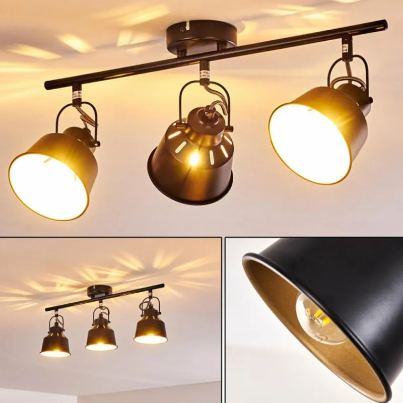 Lampes Dorées-hofstein Plafonnier Safari Noir doré, 3 lumières