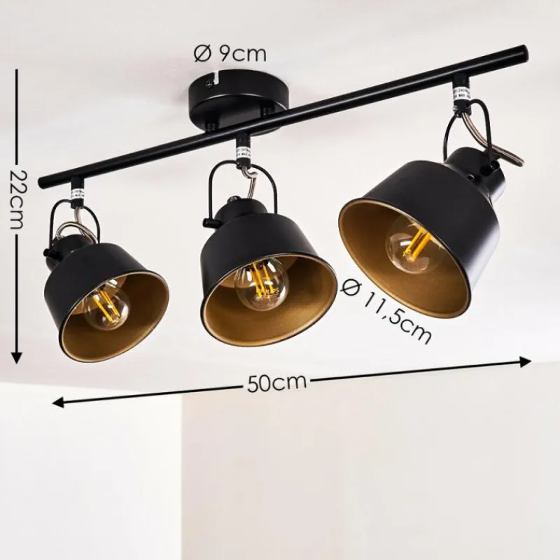 Lampes Dorées-hofstein Plafonnier Safari Noir doré, 3 lumières