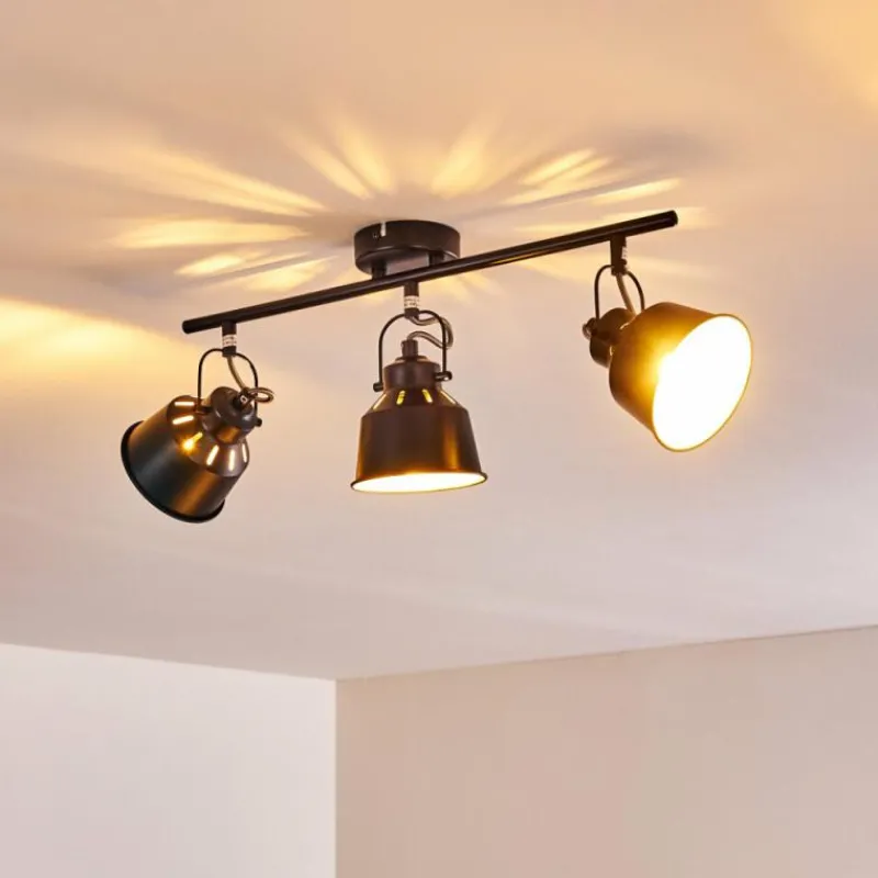 Lampes Dorées-hofstein Plafonnier Safari Noir doré, 3 lumières
