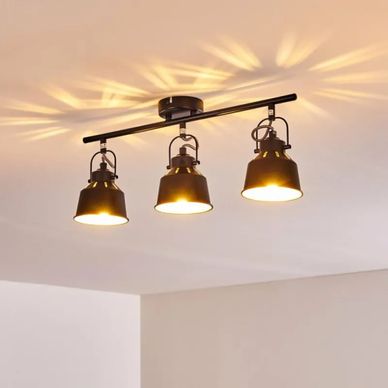 Lampes Dorées-hofstein Plafonnier Safari Noir doré, 3 lumières