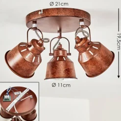 Lampes Industrielles-hofstein Plafonnier Safari Rouille, 3 lumières