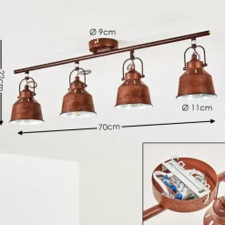 Lampes Industrielles-hofstein Plafonnier Safari Rouille, 4 lumières