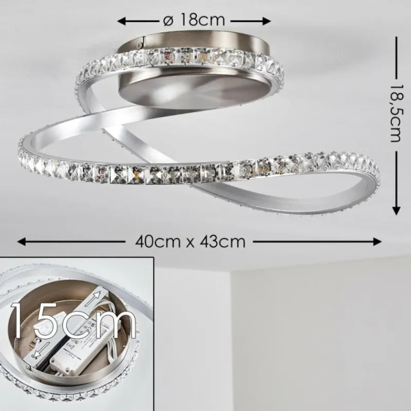 hofstein Plafonnier Saginaw LED Nickel mat, 1 lumière, Télécommandes, Changeur de couleurs