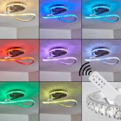 hofstein Plafonnier Saginaw LED Nickel mat, 1 lumière, Télécommandes, Changeur de couleurs