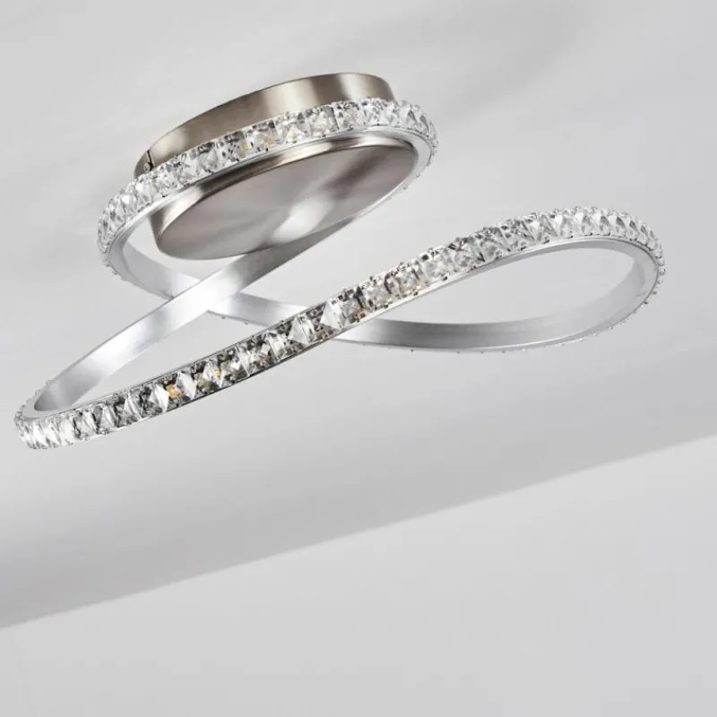 hofstein Plafonnier Saginaw LED Nickel mat, 1 lumière, Télécommandes, Changeur de couleurs