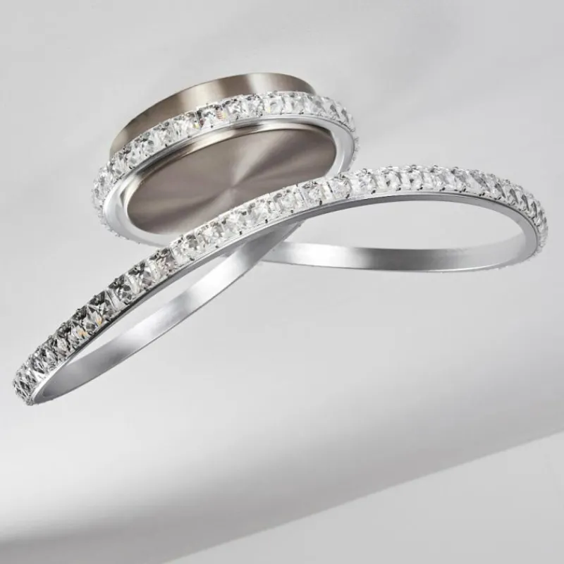 hofstein Plafonnier Saginaw LED Nickel mat, 1 lumière, Télécommandes, Changeur de couleurs