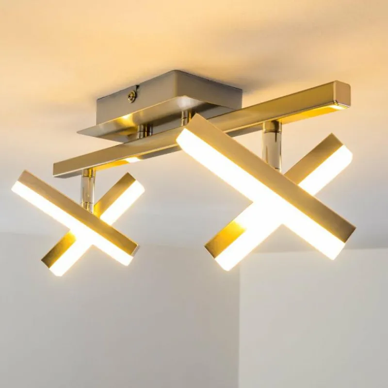 hofstein Plafonnier Sakami LED Nickel mat, 4 lumières