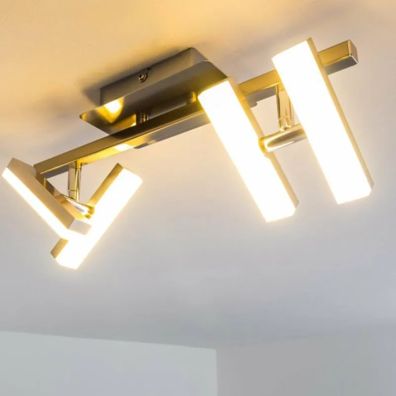 hofstein Plafonnier Sakami LED Nickel mat, 4 lumières