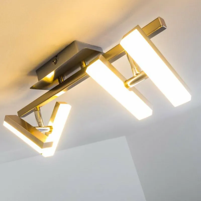 hofstein Plafonnier Sakami LED Nickel mat, 4 lumières